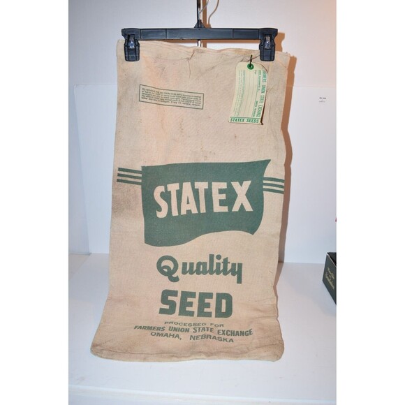 Vtg Statex Quality Seed Sack Bag Feed Farmers Union State Exchange Omaha, NE - Picture 2 of 10